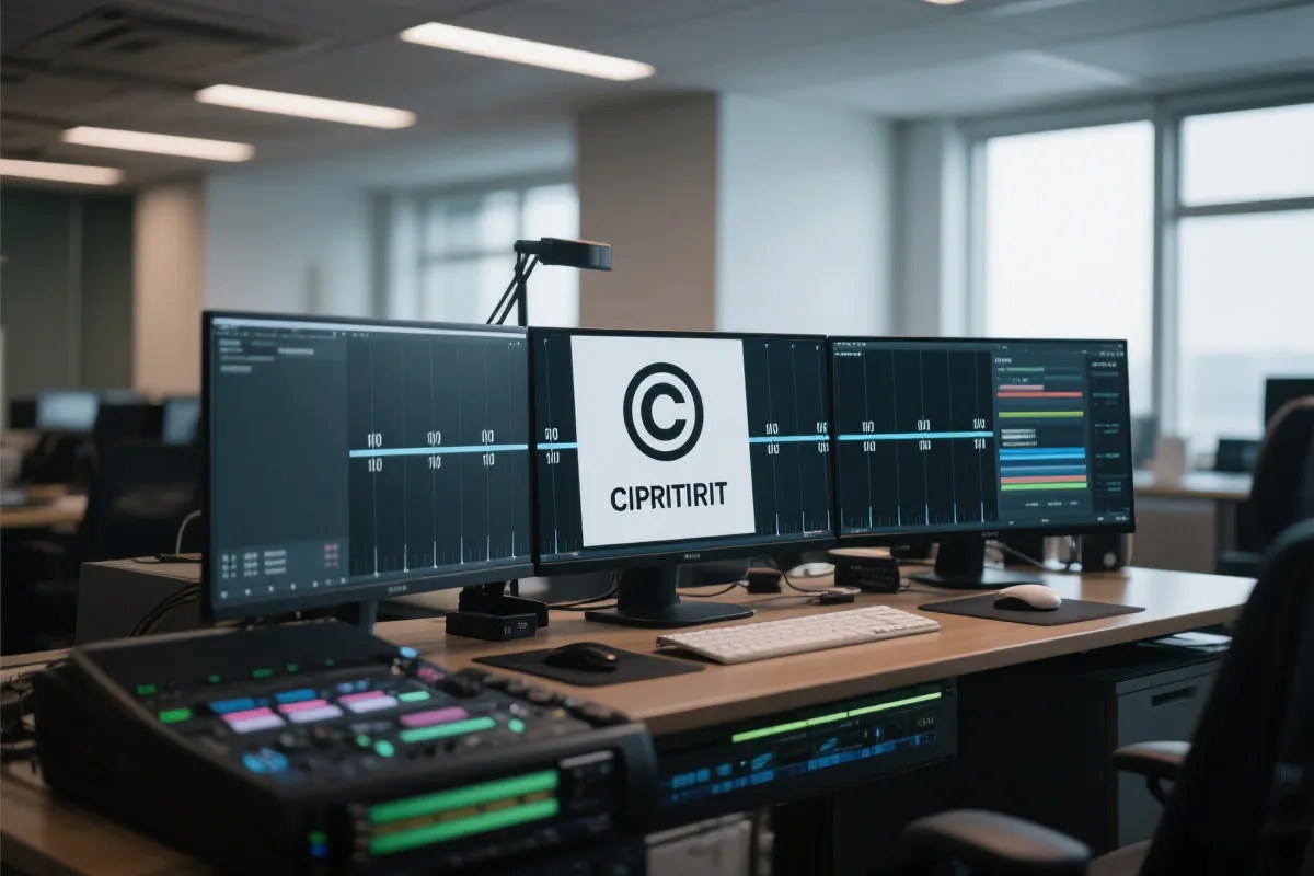 剪辑工作台上的体育视频时间线与版权提示概念